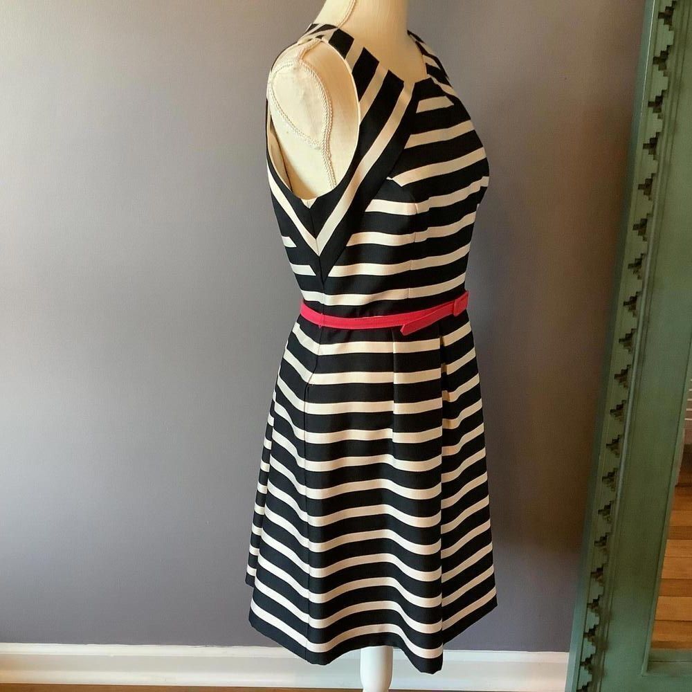 Eliza J. Black and White Striped Dress with Pink Belt - Picture 4 of 7
